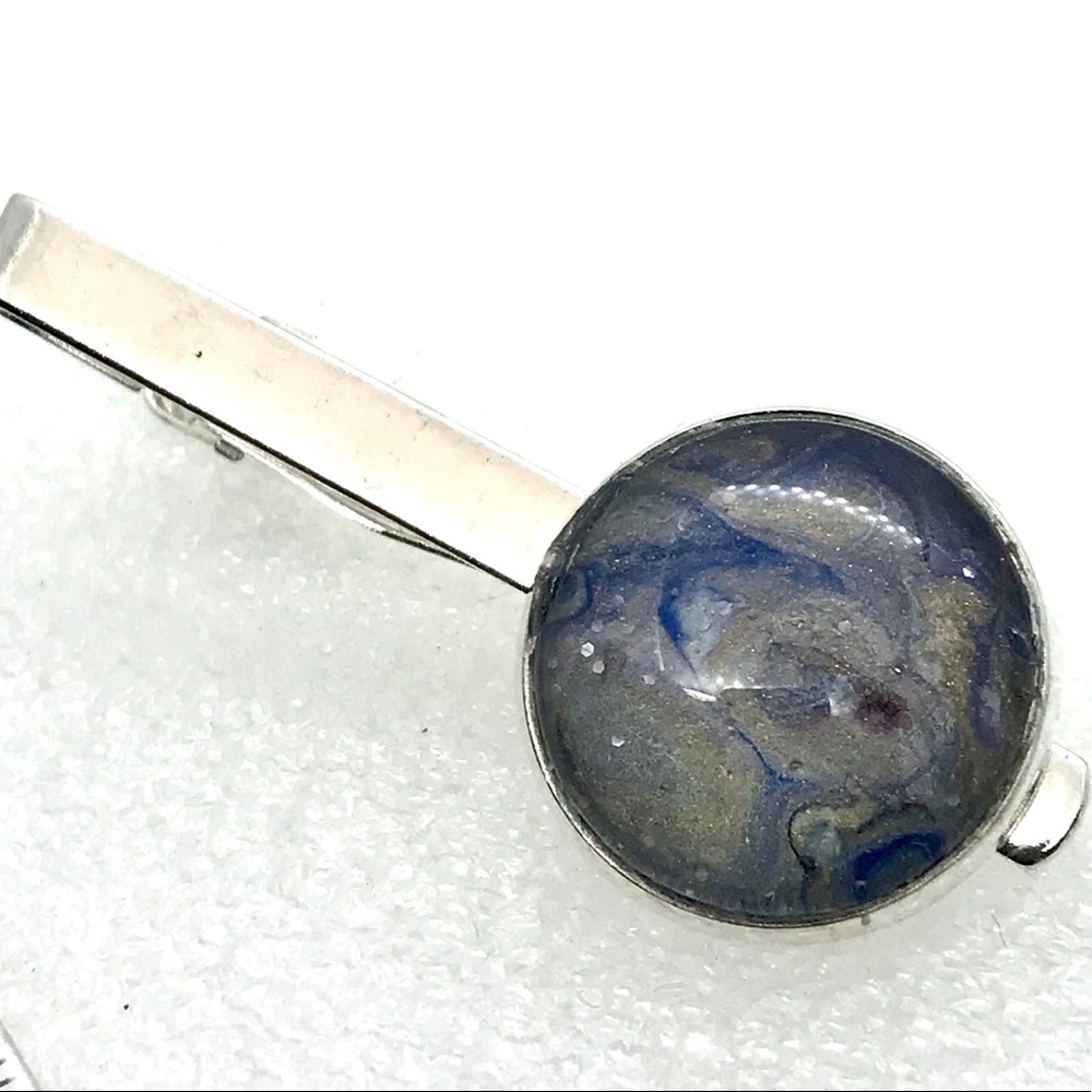 Tie clip pin silver plated 20mm handcrafted dome